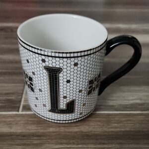 Anthropologie The Bistro Tile Stonewear Mug - Monogram Edition "L" Initial